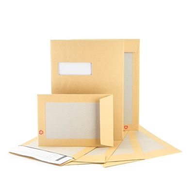 Envelope de envio de tamanho personalizado com proteção traseira de papel Kraft castanho e cartão cinza