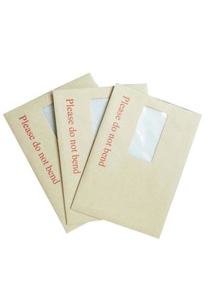 Envelopes de janela de papel Kraft castanho/branco auto-aderente de cartão de apoio para promoção