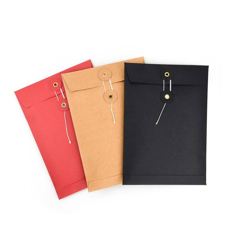 Envelopes de fecho de cordas Kraft e lavadoras de tamanho personalizado para correspondência confidencial
